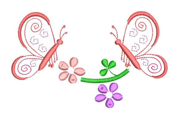 Childrens Butterfly with Flowers Embroidery